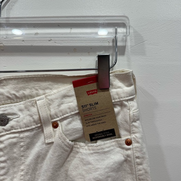 Levi’s 511 Slim Denim Shorts White Distressed Size 30 - Picture 4 of 7